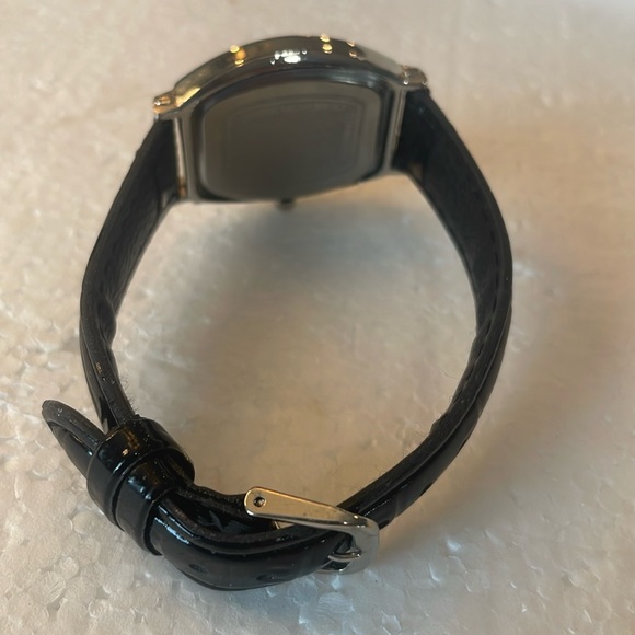 Vintage 90s SKC quartz watch glow-in-the-dark hands black band new battery women - Picture 4 of 7